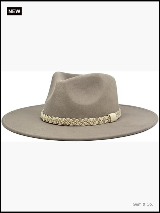 Felt Rancher Fedora Hat Wide Brim Unisex Vintage Cowboy Style main image 6
